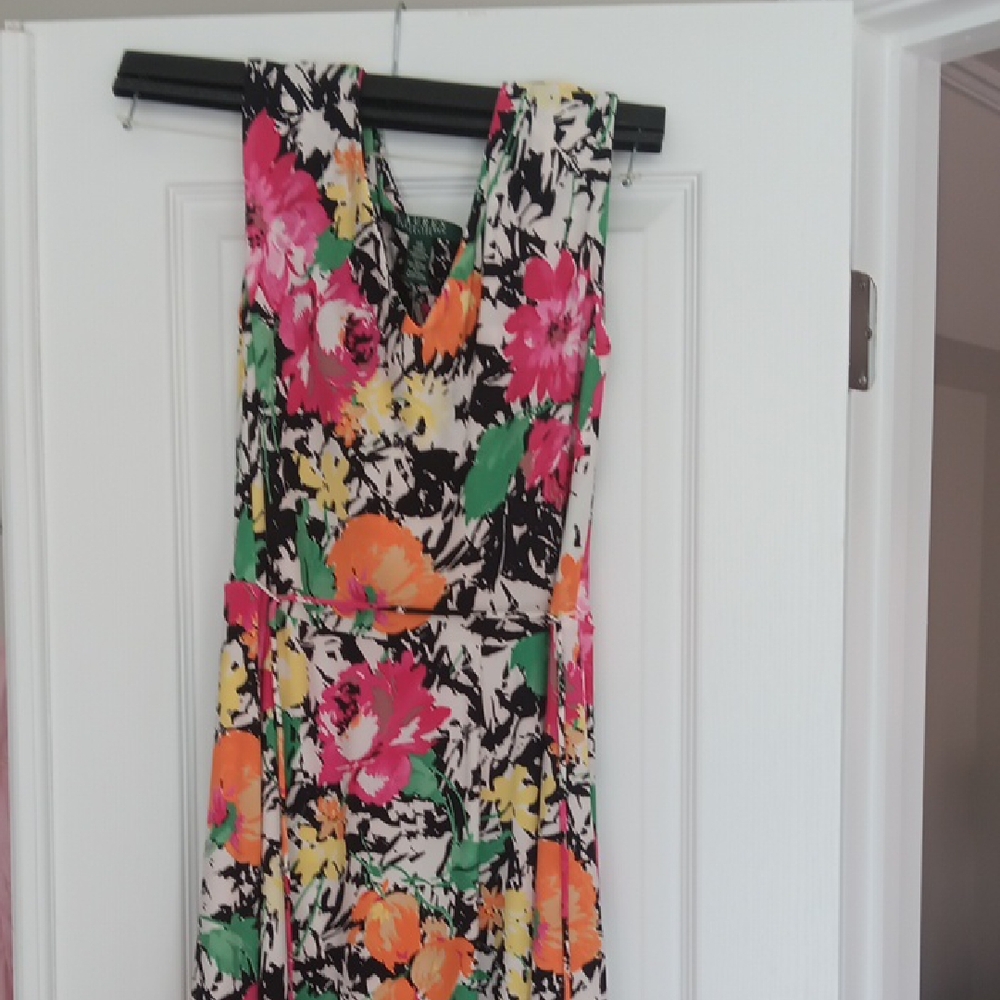 Ralph Lauren Double RL Pink and Orange Maxi Dress
